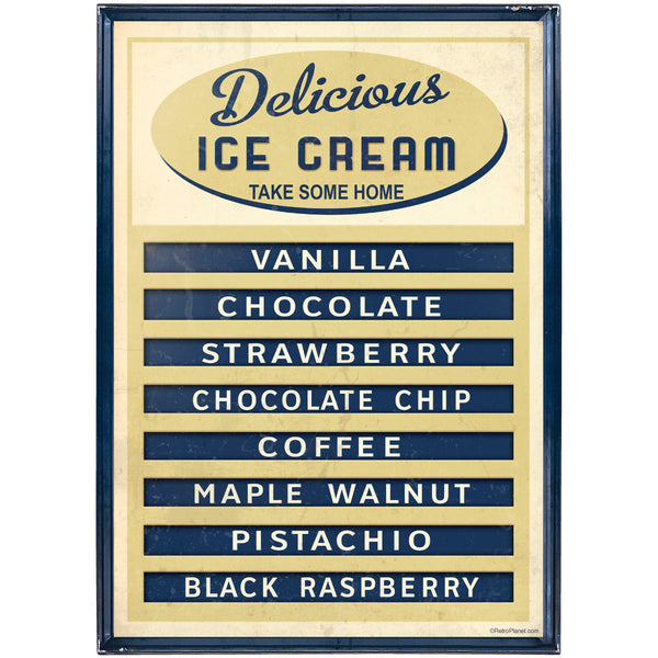 Delicious Ice Cream Menu Distressed Wall Decal