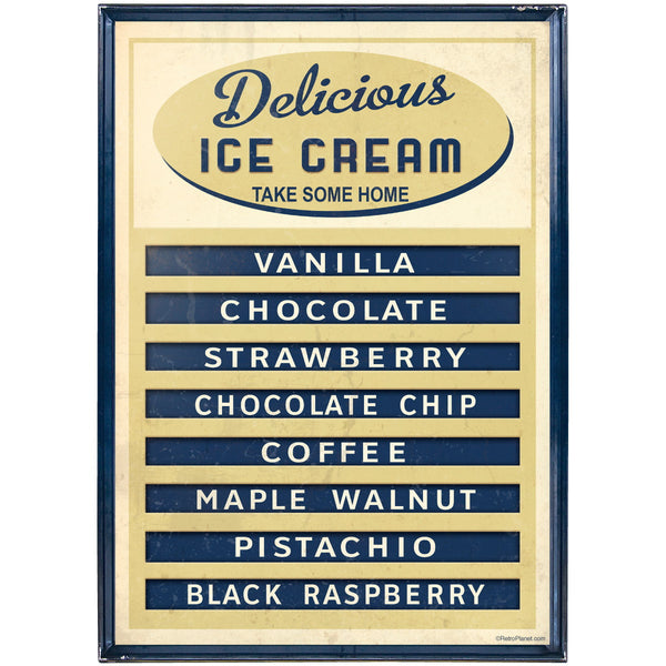 Delicious Ice Cream Flavors Menu Floor Graphic Navy Blue