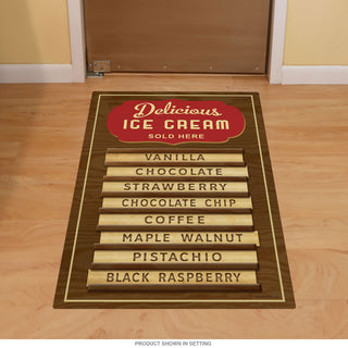 Delicious Ice Cream Flavors Menu Floor Graphic Wood Look