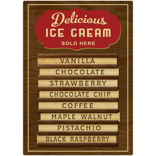 Delicious Ice Cream Flavors Menu Floor Graphic Wood Look