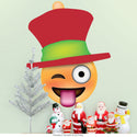 Emoji Christmas Hat Winking Face Wall Decal
