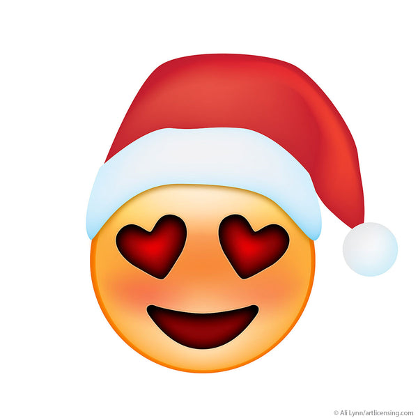 Emoji Christmas Santa Love Face Wall Decal