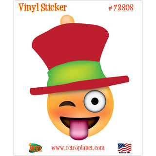 Emoji Christmas Hat Winking Face Vinyl Sticker