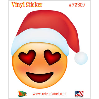 Emoji Christmas Santa Love Face Vinyl Sticker