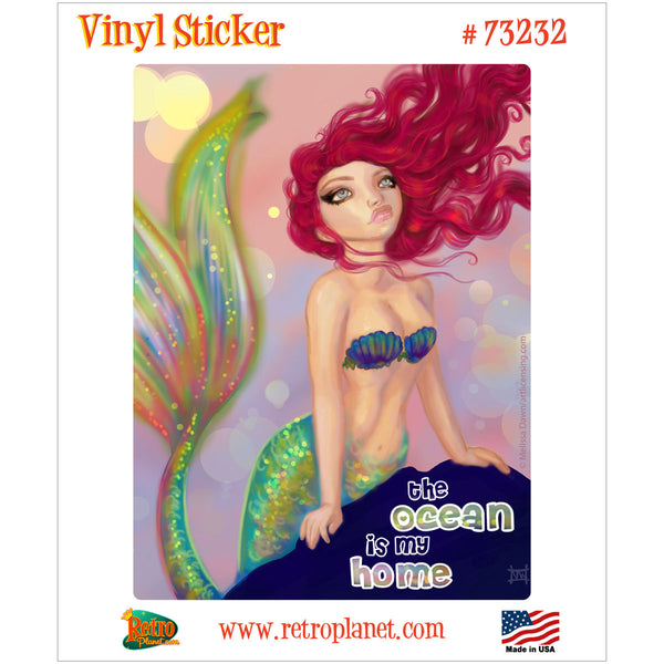 Ocean Is My Home Mermaid Vinyl Sticker