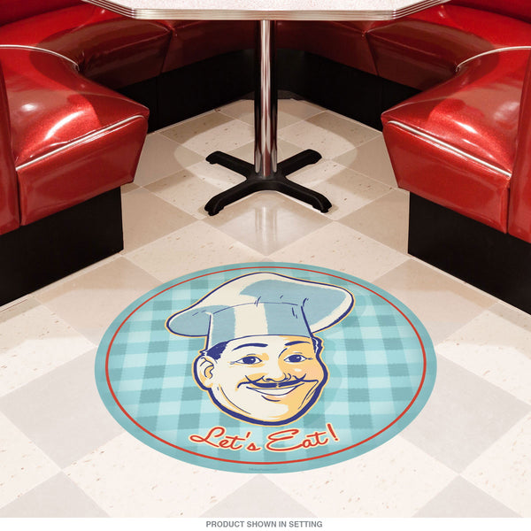 Lets Eat Italian Chef Checked Floor Graphic
