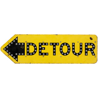 Detour Left Arrow Distressed Floor Graphic