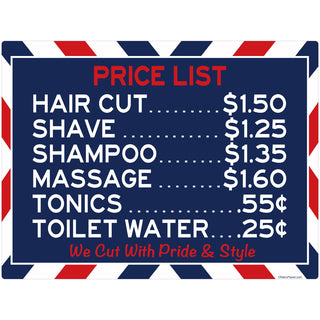 Barber Shop Price List Distressed Floor Graphic