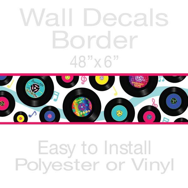 Vinyl Records Music Decorative Peel and Stick Wall Border