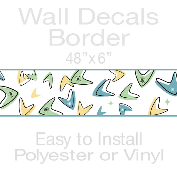 Atomic Boomerangs Decorative Peel and Stick Wall Border