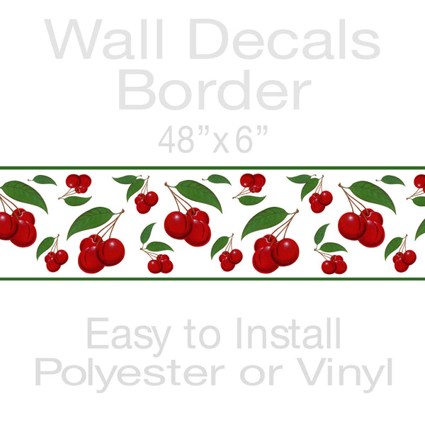 Juicy Cherries Fruit Decorative Peel and Stick Wall Border