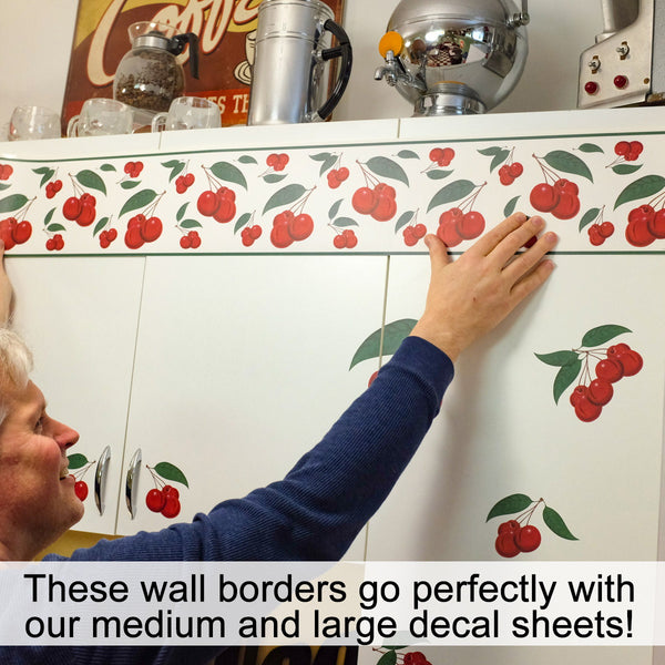 Juicy Cherries Fruit Decorative Peel and Stick Wall Border