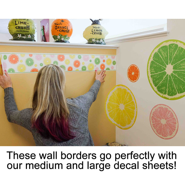 Citrus Fruit Slices Decorative Peel and Stick Wall Border