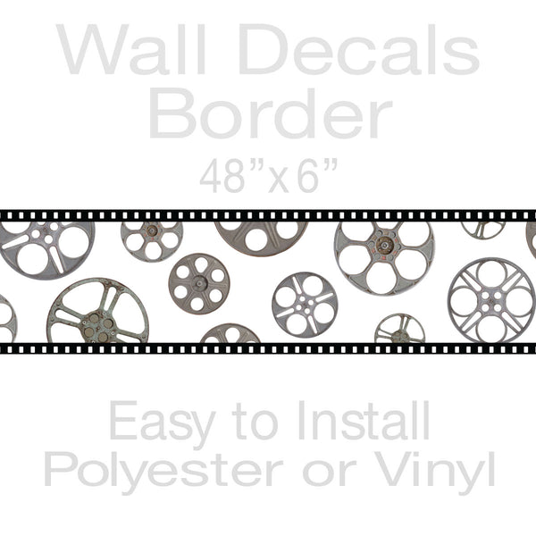 Film Reels Movie Theater Decorative Peel and Stick Wall Border