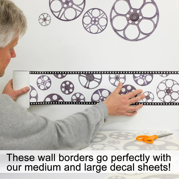 Film Reels Movie Theater Decorative Peel and Stick Wall Border
