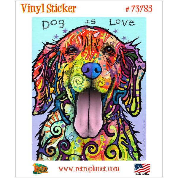 Dog Is Love Golden Retriever Dean Russo Vinyl Sticker