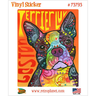 Boston Terrier Luv Dean Russo Vinyl Sticker