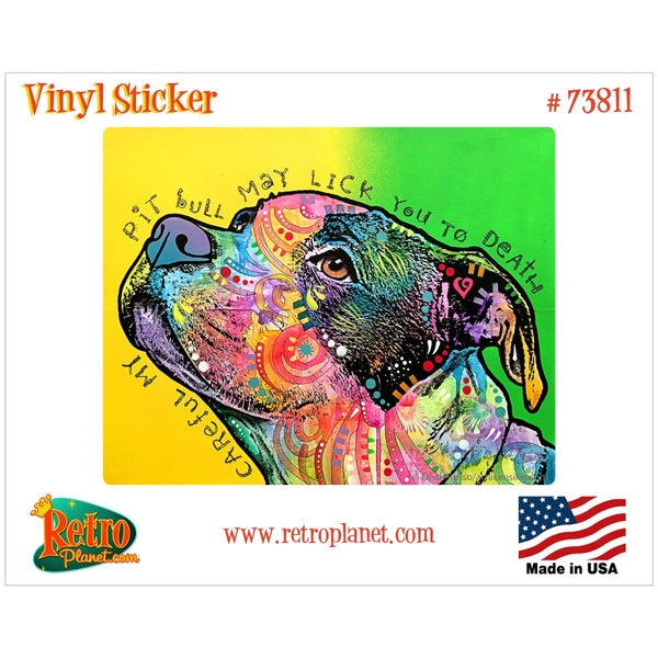 Lick You To Death Pit Bull Dean Russo Dog Vinyl Sticker