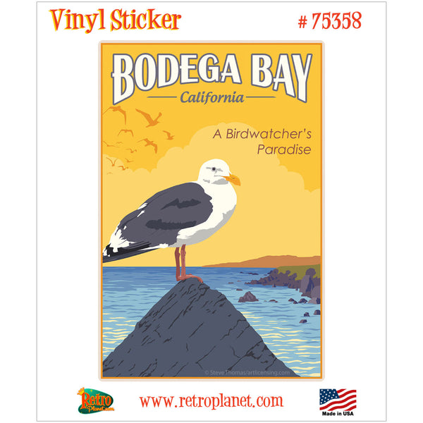 Bodega Bay California Birds Hitchcock Vinyl Sticker