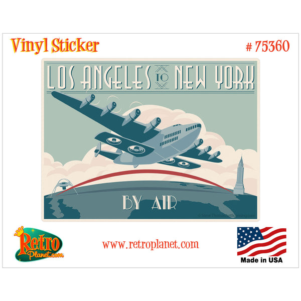 Los Angeles to New York By Air Travel Ad Vinyl Sticker