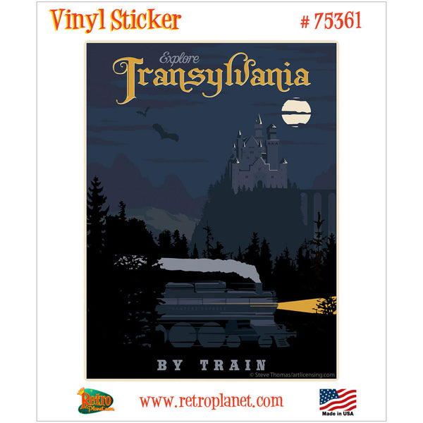 Transylvania Dracula By Train Travel Ad Vinyl Sticker