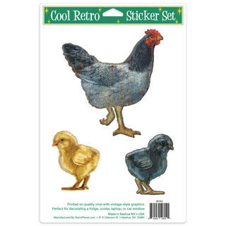 Chicken Family Hen Chicks Vinyl Sticker Set of 3 5 x 7