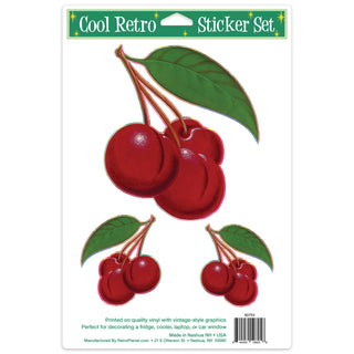 Fruity Cherries Vinyl Sticker Set of 3 5 x 7