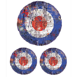 Mod Bullseyes Distressed Vinyl Sticker Set of 3 5 x 7