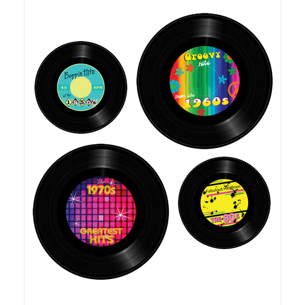 Music Records Vinyl Sticker Set of 4 5 x 7