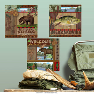 Outdoor Hunting & Fishing Cabin Rustic Wall Decal Set