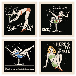 Cocktail Drinks Lounge Pin Up Girls Wall Decal Set