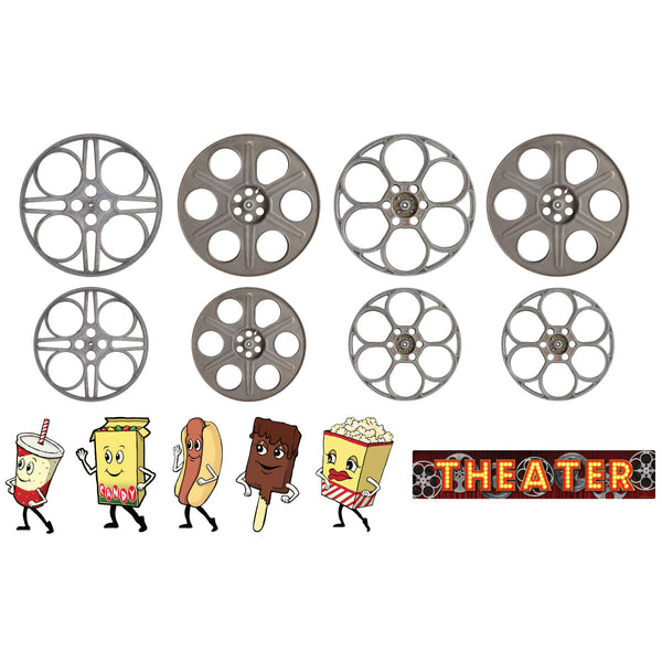 Home Theater Horizontal Snacks & Film Reels Wall Decal Set