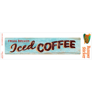 Fresh Brewed Iced Coffee Rustic Vinyl Sticker