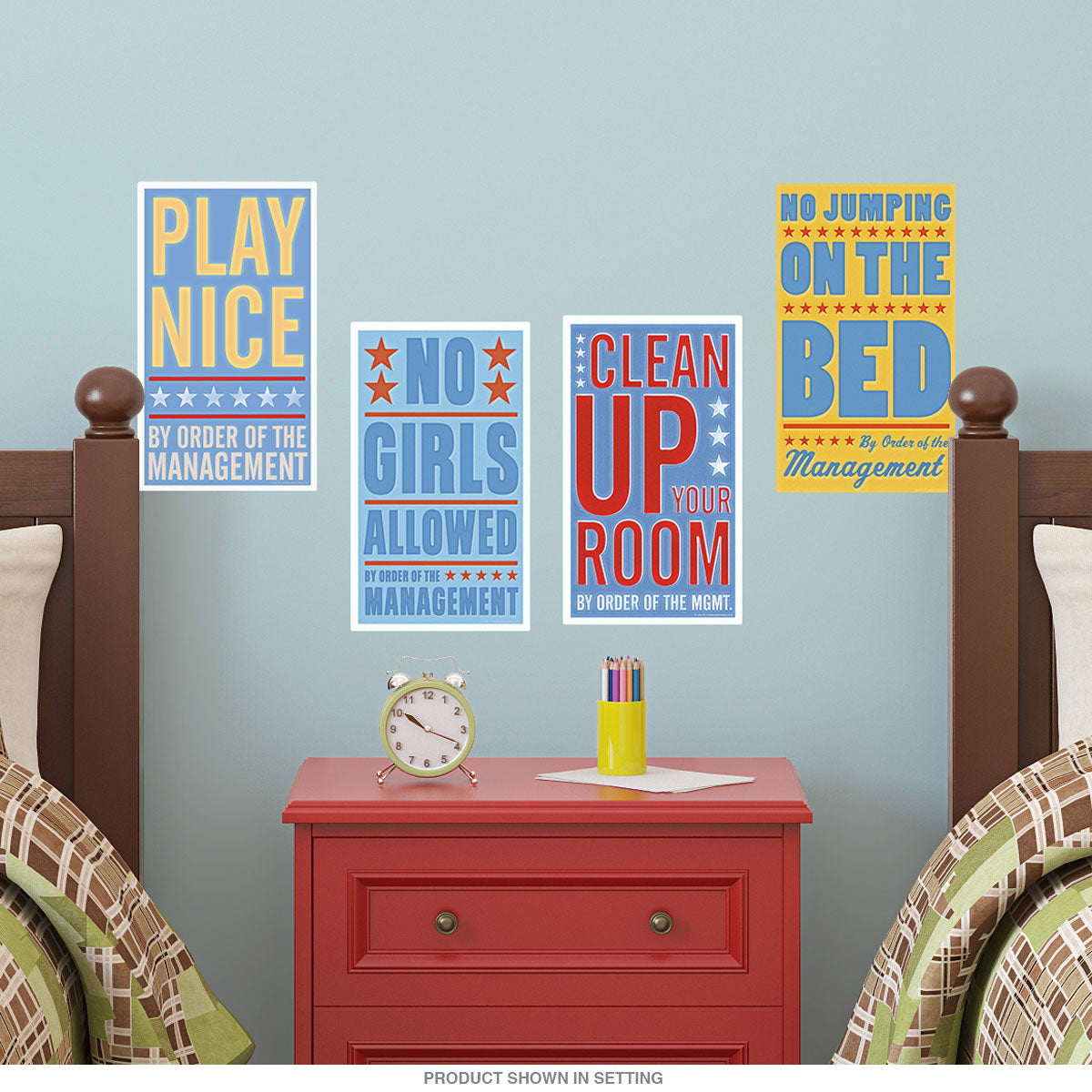 Bedroom Rules Boys Room Wall Decal Set | Retro Planet