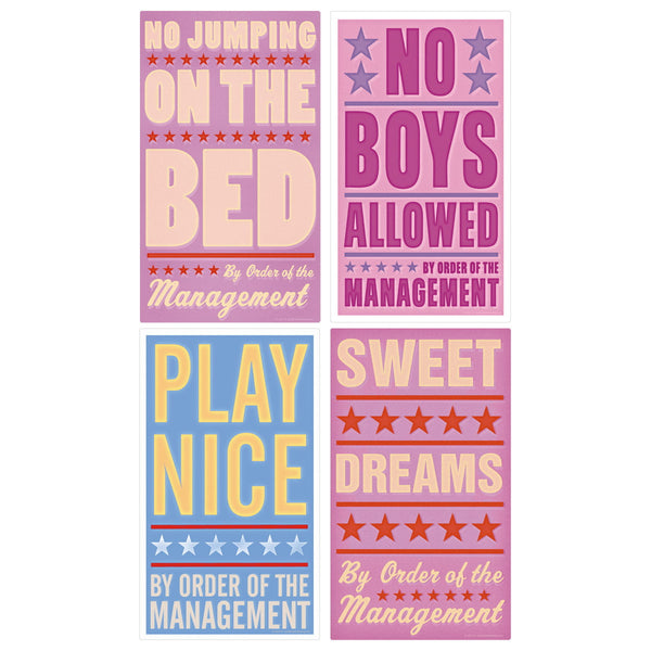 Bedroom Rules Girls Room Wall Decal Set