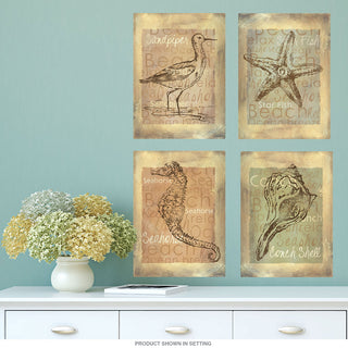 Beach Wildlife Sketches Wall Decal Set