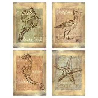 Beach Wildlife Sketches Wall Decal Set