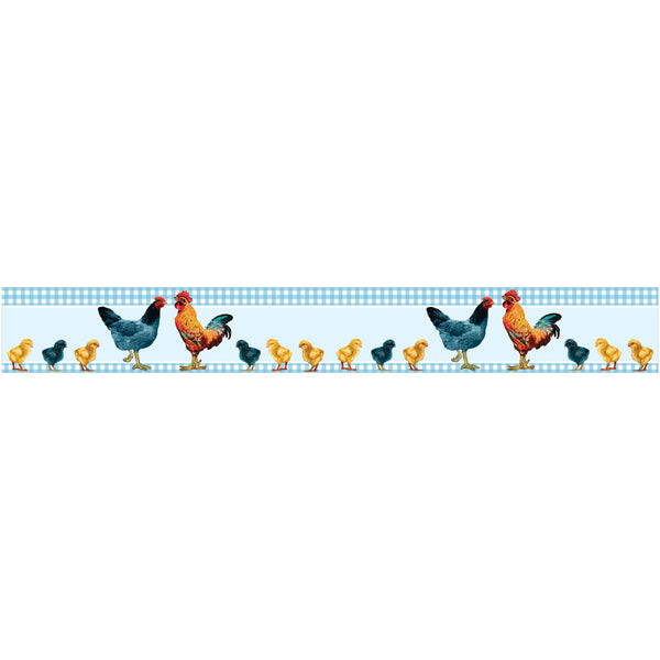 Chickens Hens Rooster Decorative Peel and Stick Wall Border