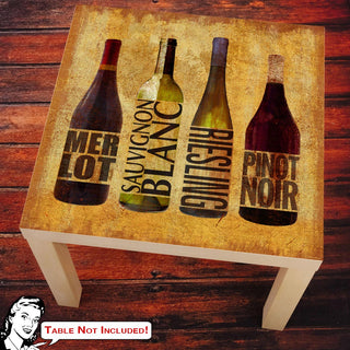 Wine Bottles Merlot Riesling IKEA LACK Table Graphic