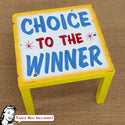 Choice to Winner Yellow IKEA LACK Table Graphic