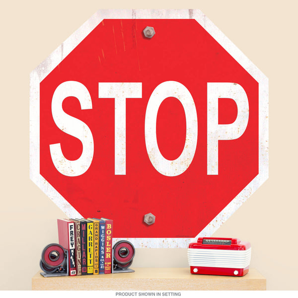 Stop Sign Distressed Wall Decal