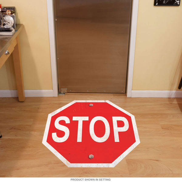 Stop Sign Distressed Floor Graphic