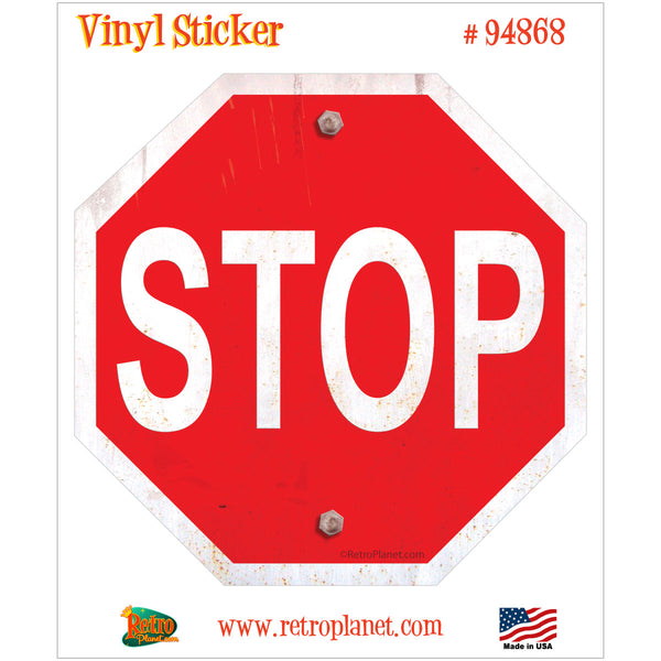 Stop Sign Distressed Vinyl Sticker