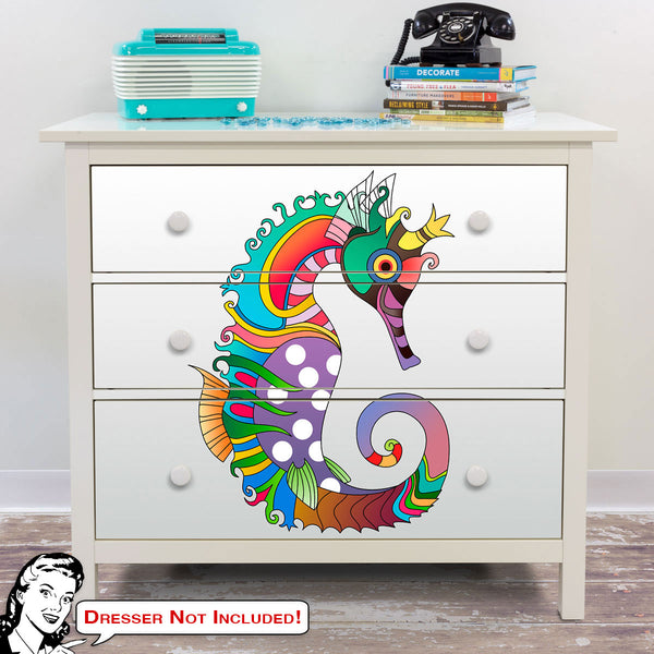 Crowned Seahorse 60s Style IKEA HEMNES Dresser Graphic